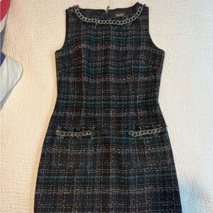 Laundry By Shelli Segal Black and Blue Tweed Dress